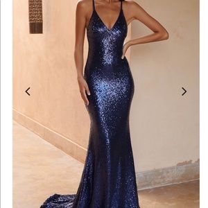 Navy blue sequinned dress